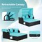 Patio Daybed PE Rattan Canopy Sofa Cushioned Outdoor Furniture